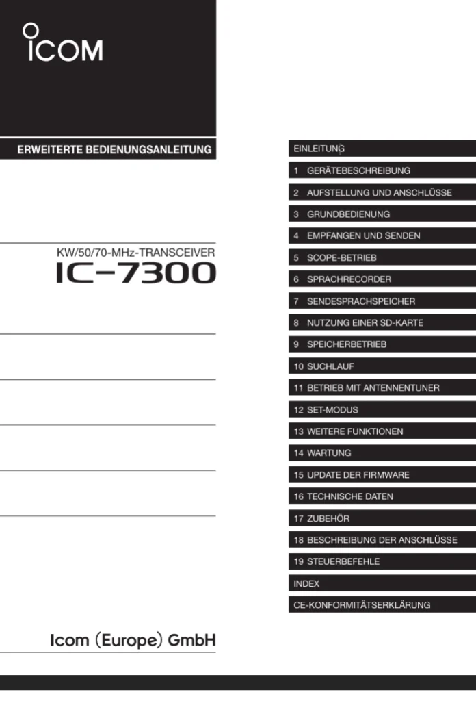IC 7300 erweiterte Bediensanleitung Deckblatt