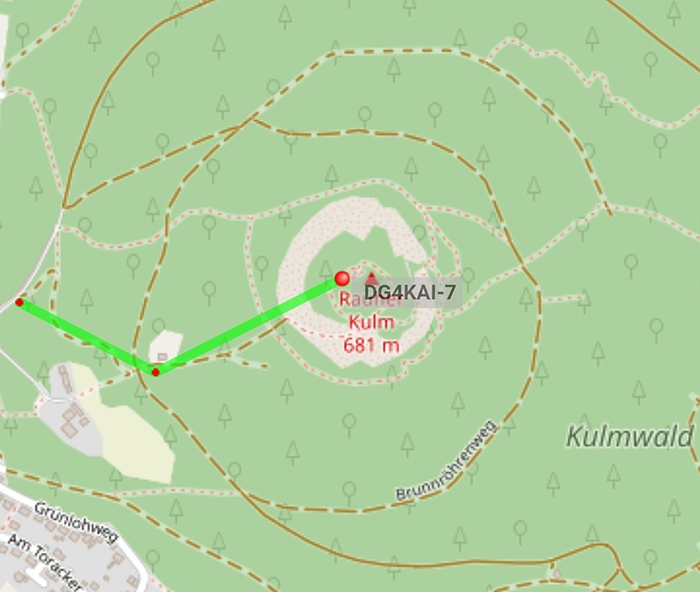 APRS KArtenausschnitt Screenshot von DG4KAI auf dem Rauhen Kulm