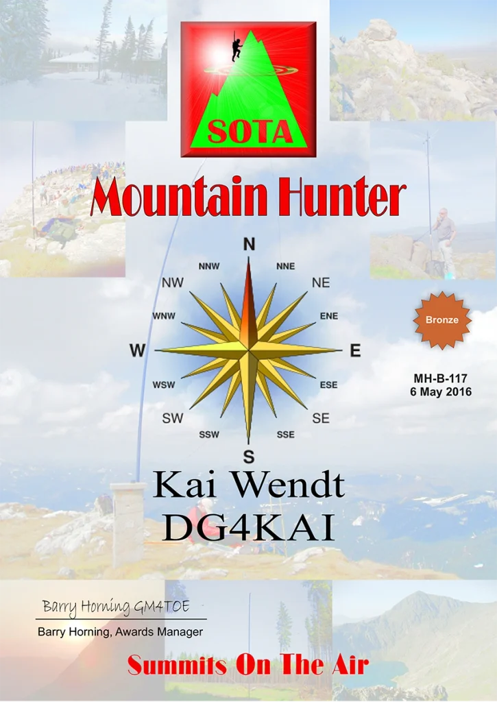 Mountain Hunter Award DG4KAI SOTA