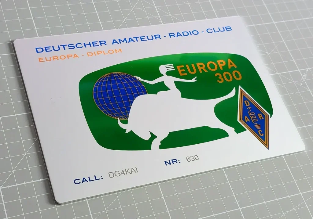 Europa Diplom Plakette für 300 Punkte DG4KAI
