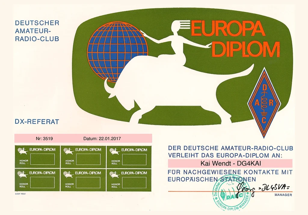 Europa Diplom für DG4KAI
