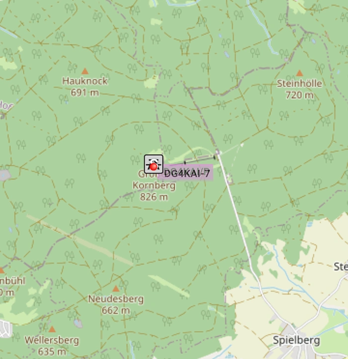 Kartenausschnitt APRS Großer Kornberg SOTA