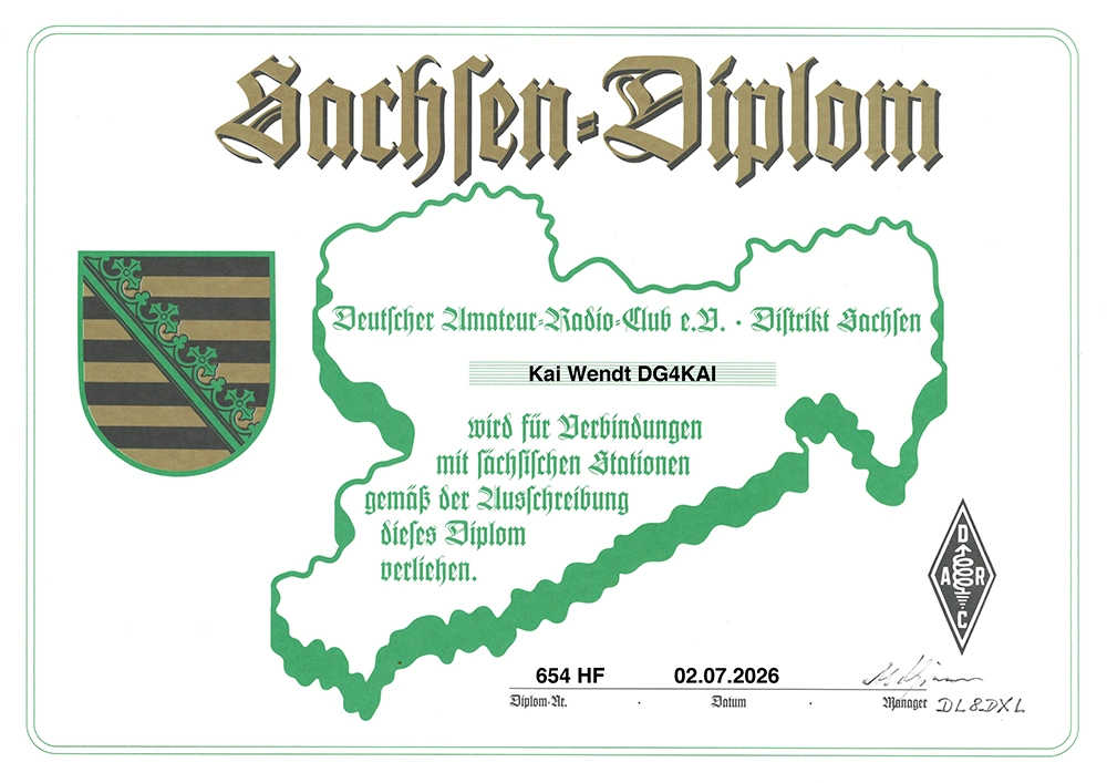 Sachsendiplom DG4KAI