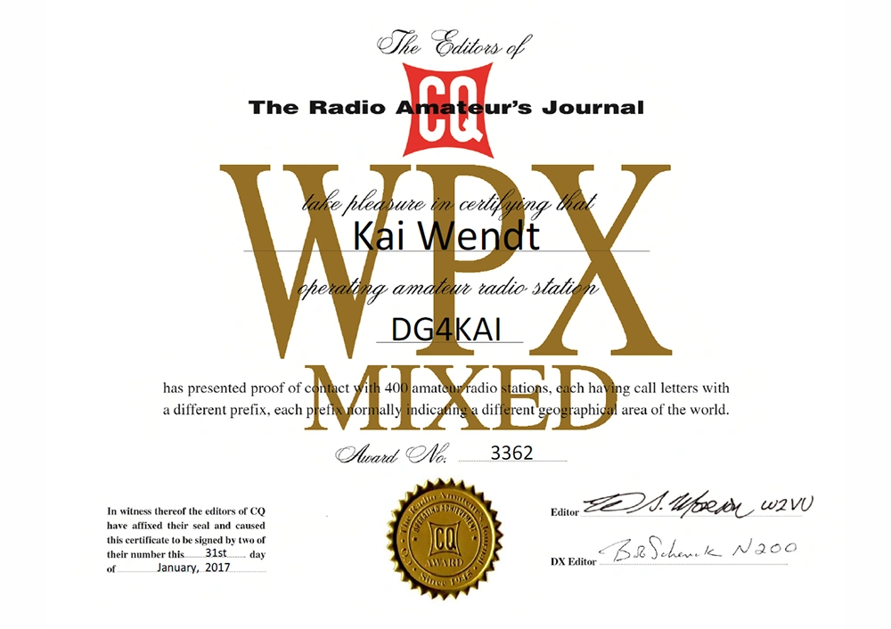 WPX Diplom DG4KAI