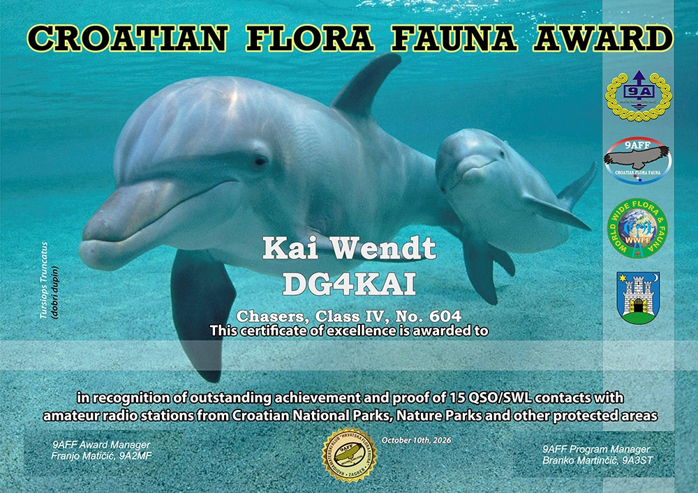 9AFF Flora Fauna Award  IV DG4KAI