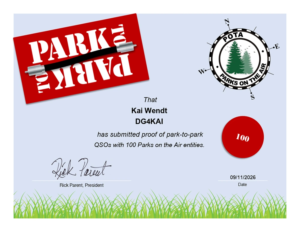 POTA Park to PArk 100 Diplom DG4KAI