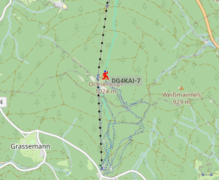 APSR KArtenausschnitt DG4KAI auf dem Ochsenkopf SOTA AKtivierung