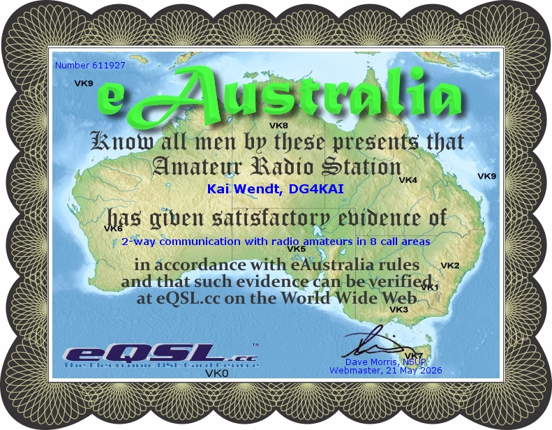 eAustralia Diplom eQSL DG4KAI