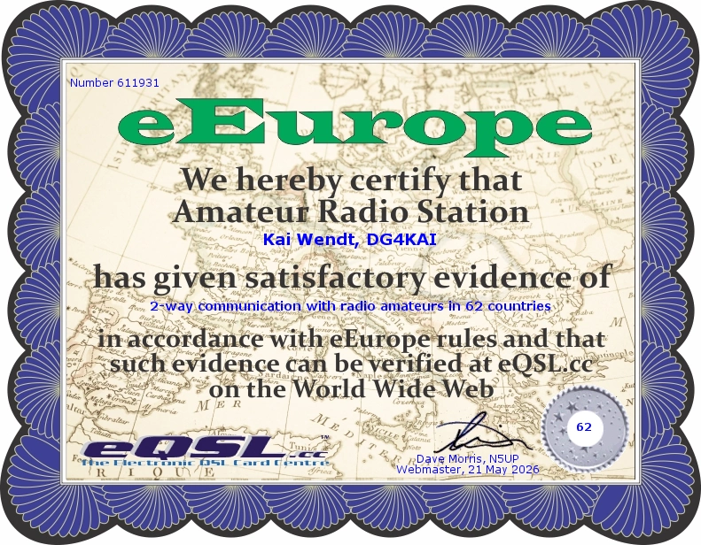 eEurope Diplom eQSL DG4KAI