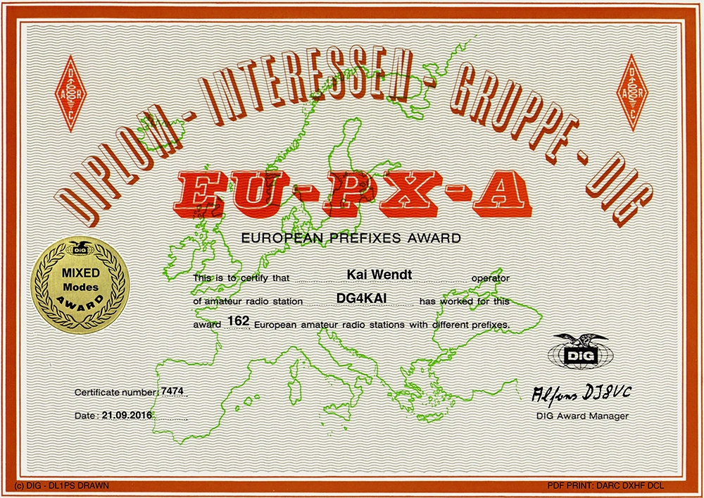 European Präfix Award DIG DG4KAI