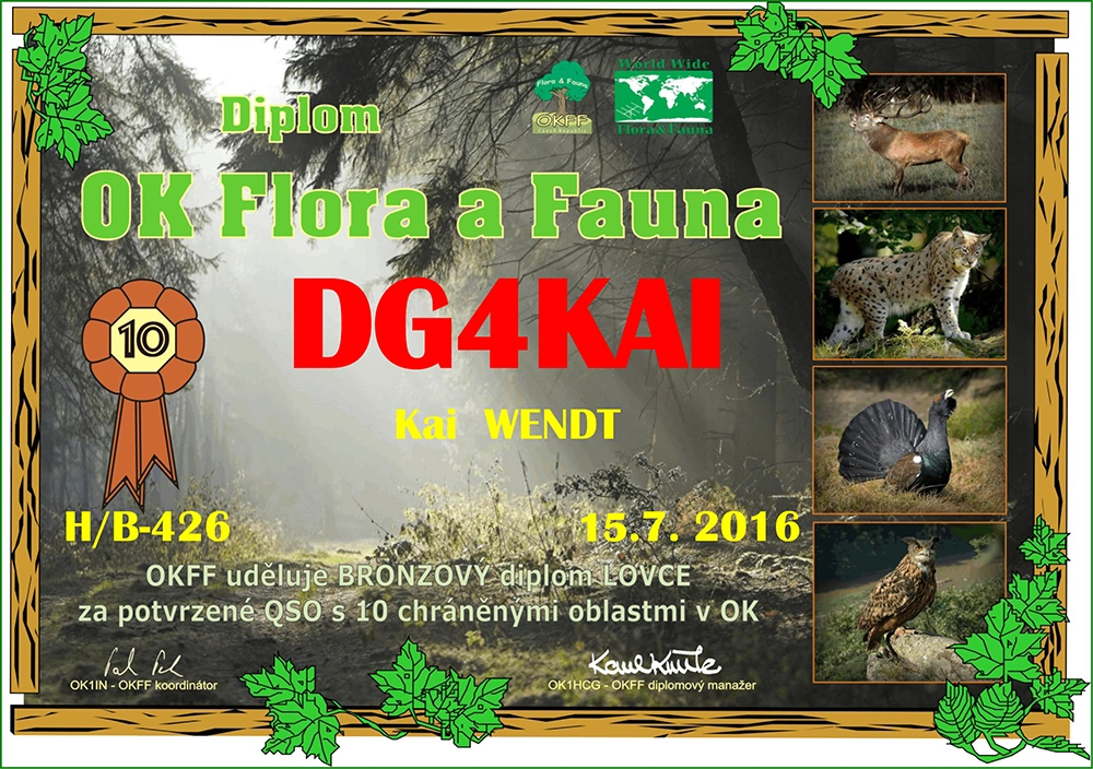 OKFF Bronze Diplom DG4KAI